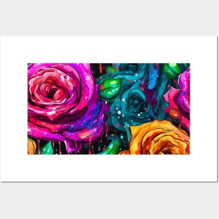 Rainbow flowers Posters and Art